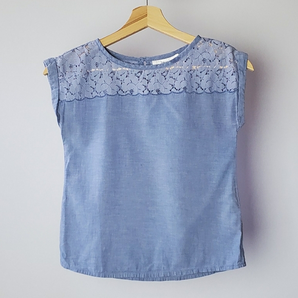 L.O.G.G. H&M GIRLS BLUE LACE TOP SIZE 9/10Y - Picture 2 of 6